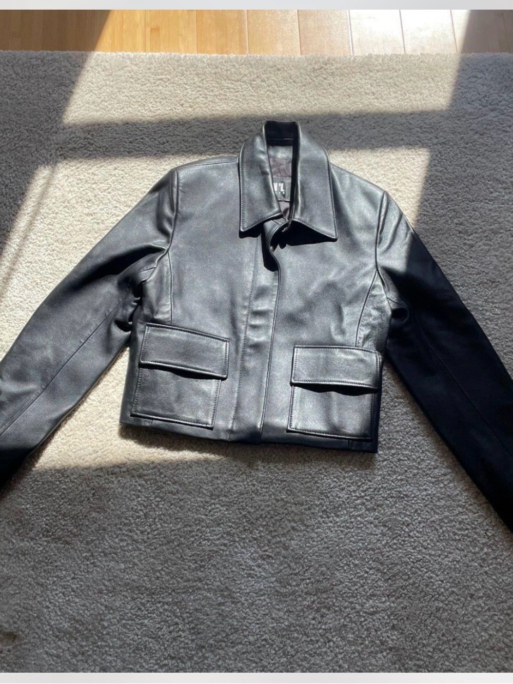 Leather Cropped Jacket made in France- Women's